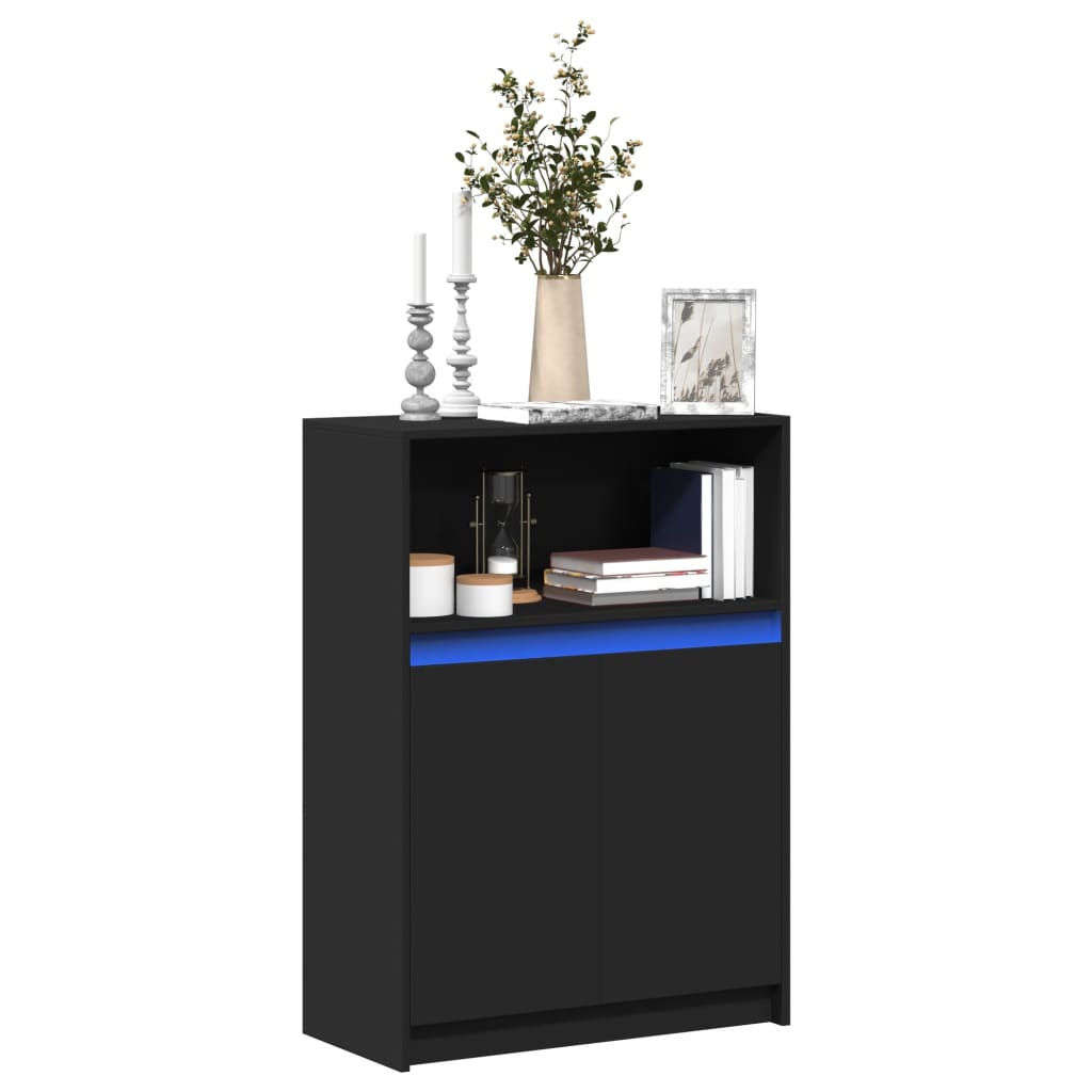 Sideboard with LED Black 72x34x100 cm Engineered Wood