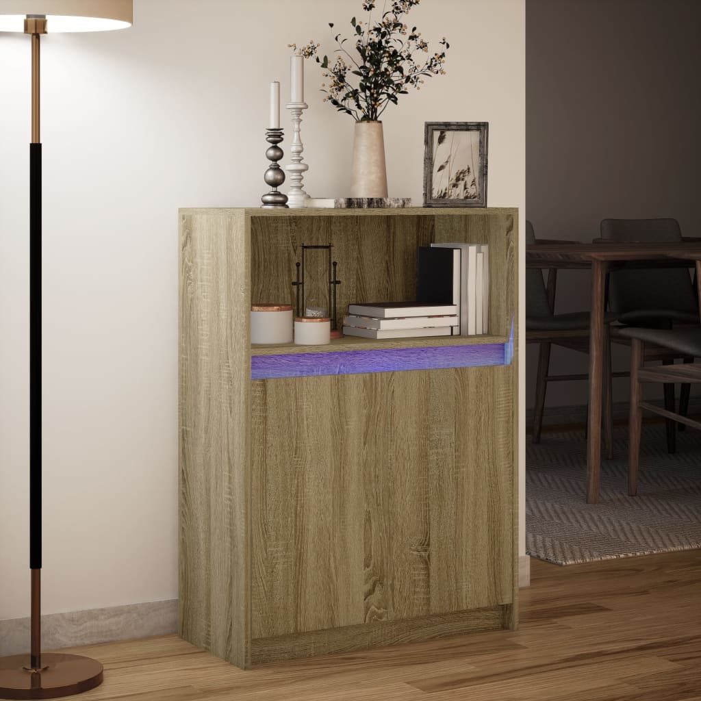 Sideboard with LED Sonoma Oak 72x34x100 cm Engineered Wood