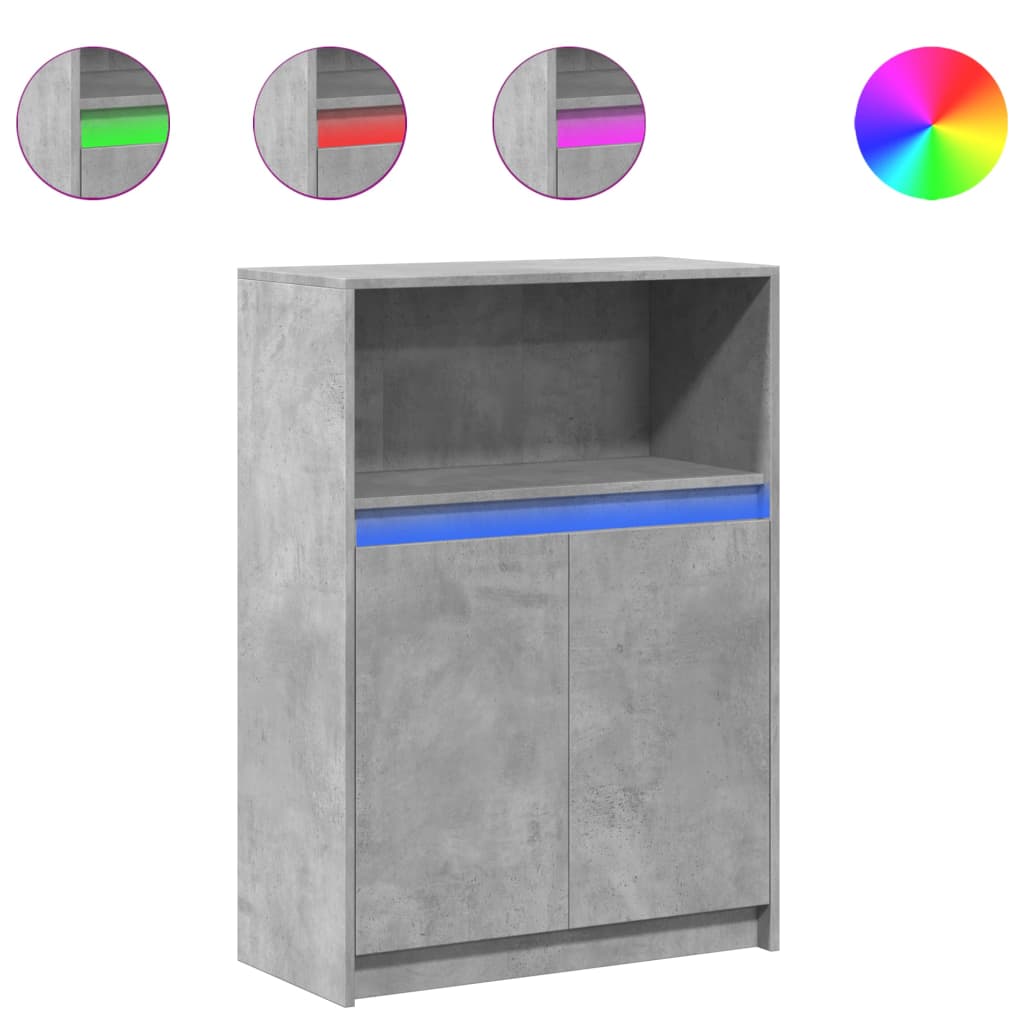 Sideboard with LED Concrete Grey 72x34x100 cm Engineered Wood