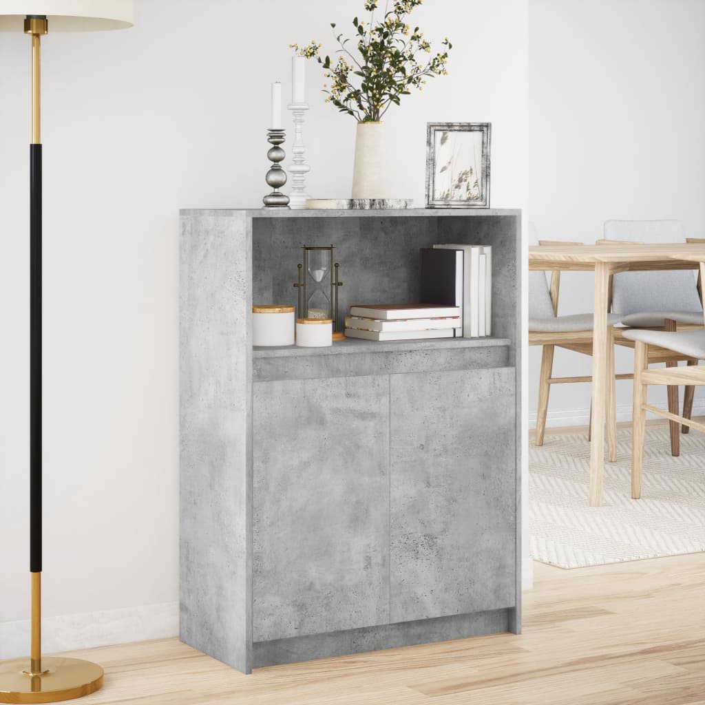 Sideboard with LED Concrete Grey 72x34x100 cm Engineered Wood