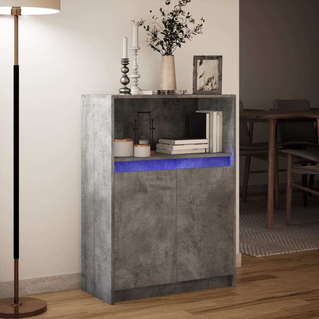 Sideboard with LED Concrete Grey 72x34x100 cm Engineered Wood