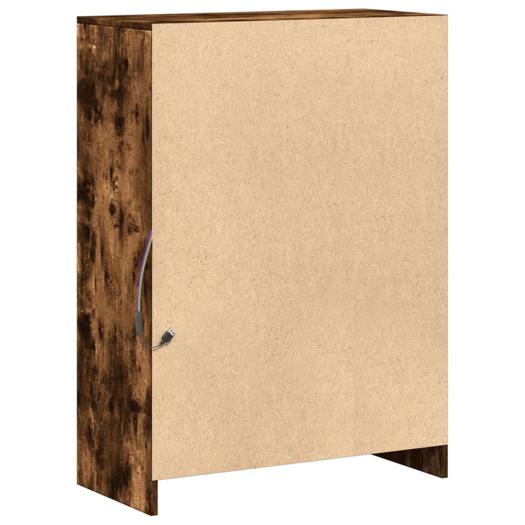 Sideboard with LED Smoked Oak 72x34x100 cm Engineered Wood