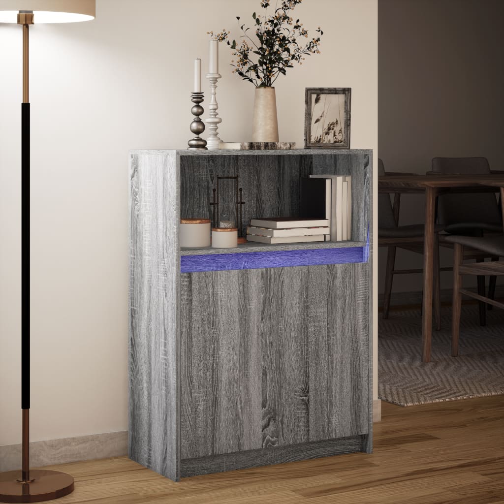 Sideboard with LED Grey Sonoma 72x34x100 cm Engineered Wood