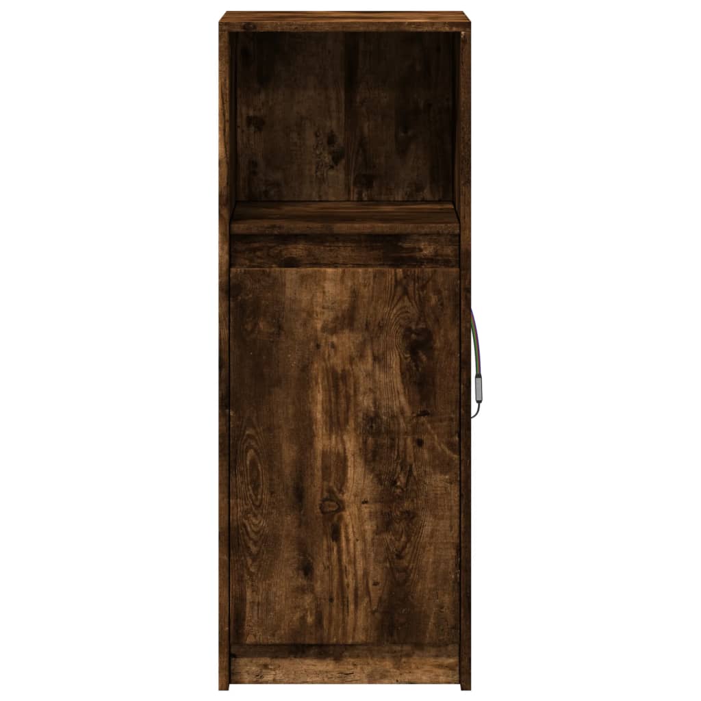 Sideboard with LED Smoked Oak 38x34x100 cm Engineered Wood