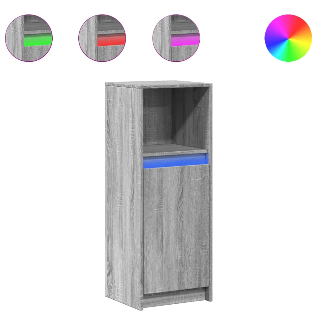 Sideboard with LED Grey Sonoma 38x34x100 cm Engineered Wood