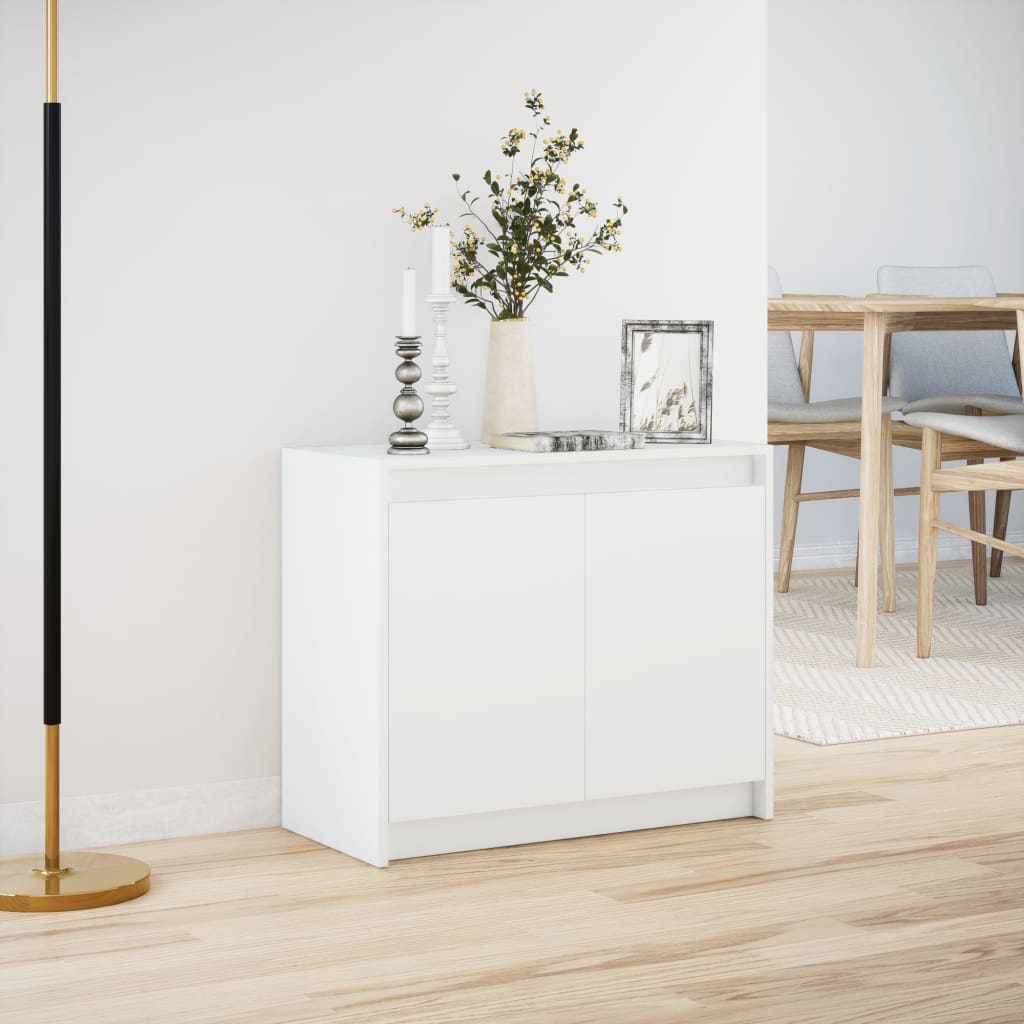 Sideboard with LED White 72x34x61 cm Engineered Wood