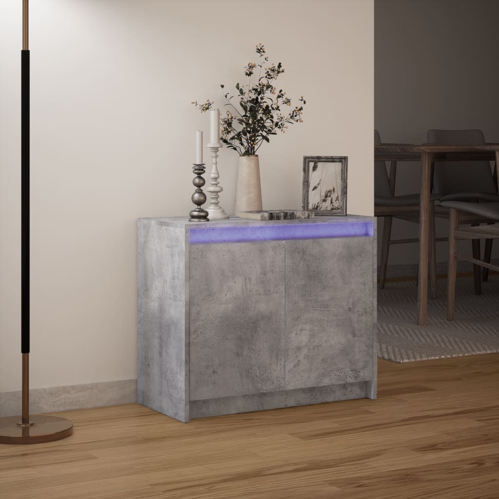 Sideboard with LED Concrete Grey 72x34x61 cm Engineered Wood