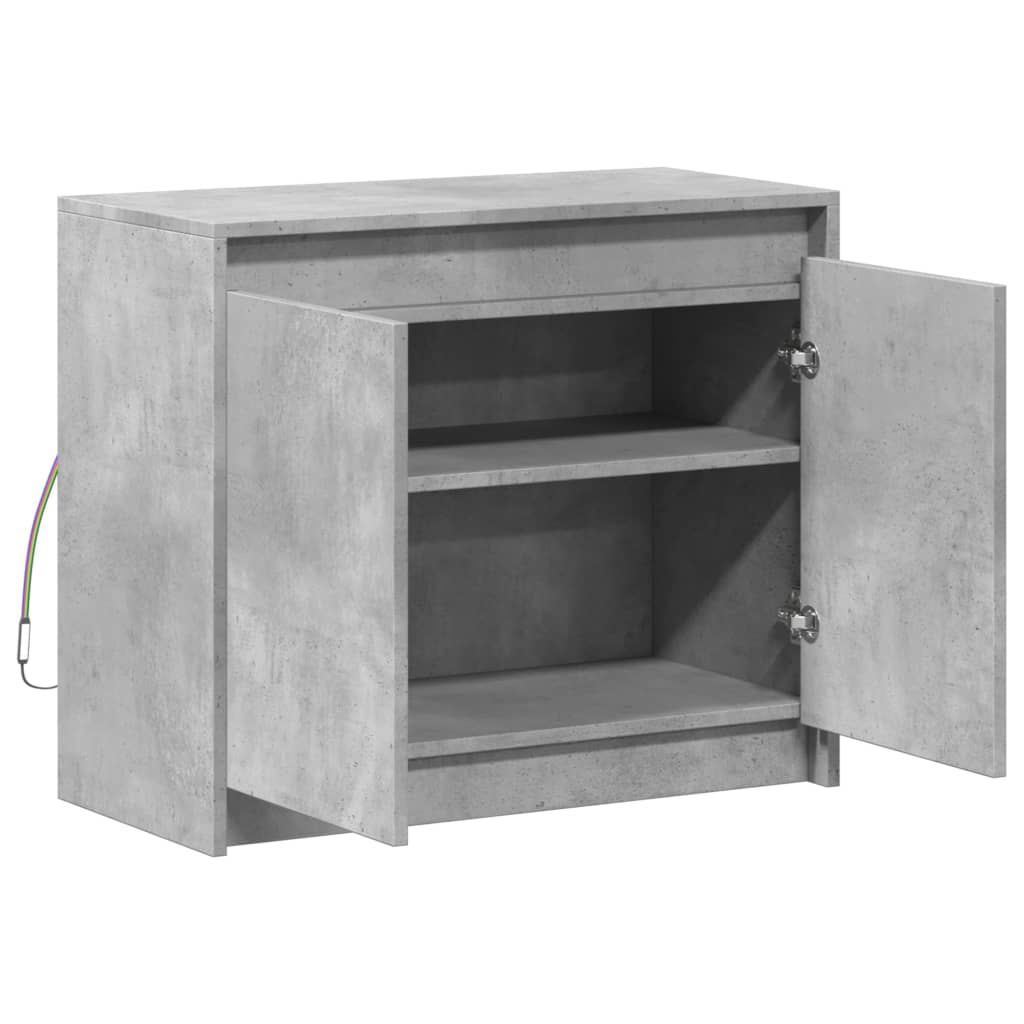 Sideboard with LED Concrete Grey 72x34x61 cm Engineered Wood