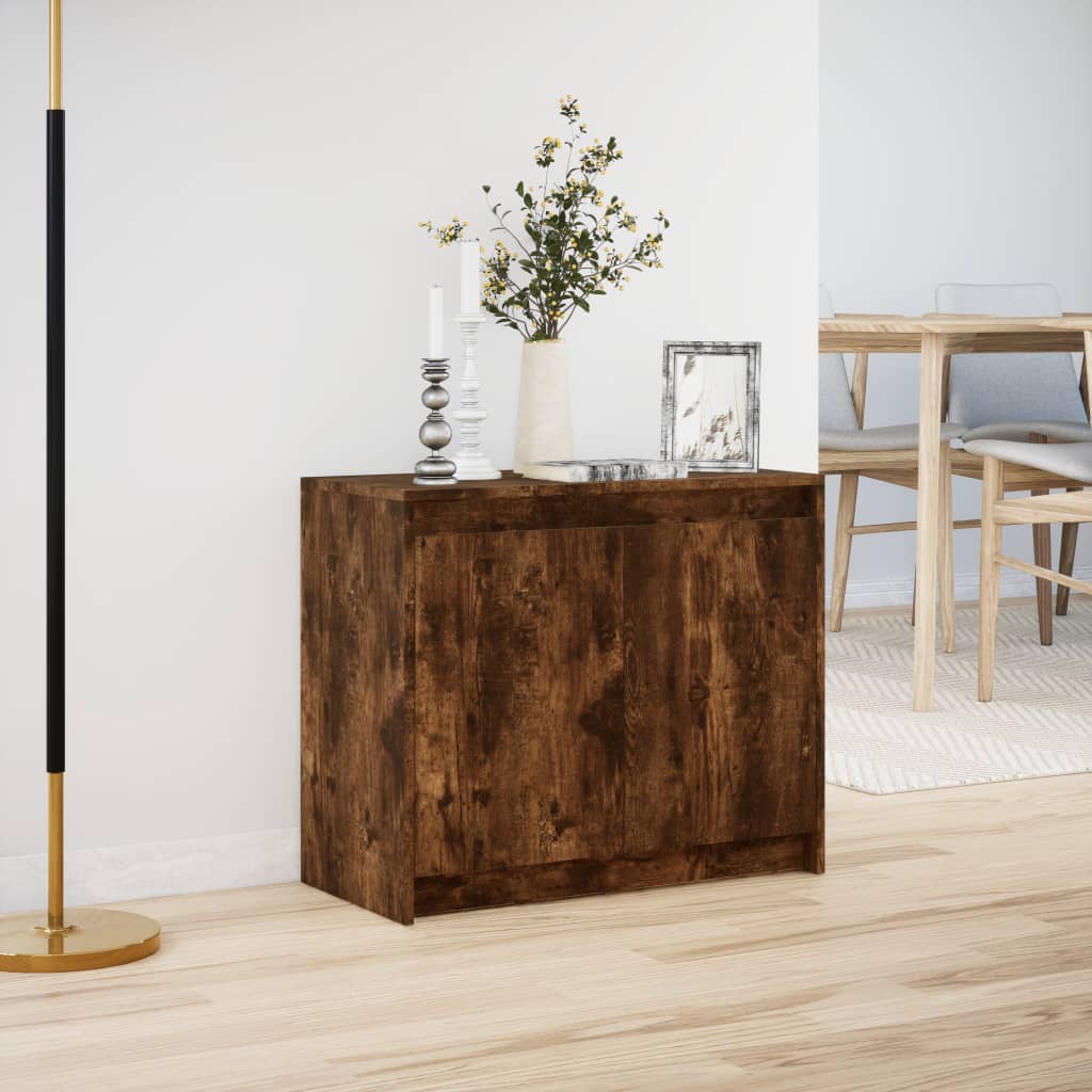 Sideboard with LED Smoked Oak 72x34x61 cm Engineered Wood