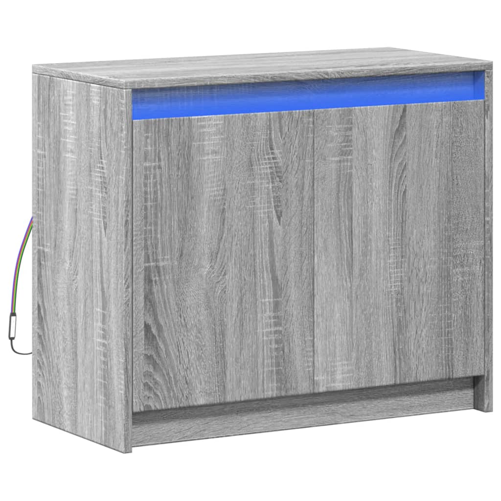 Sideboard with LED Grey Sonoma 72x34x61 cm Engineered Wood