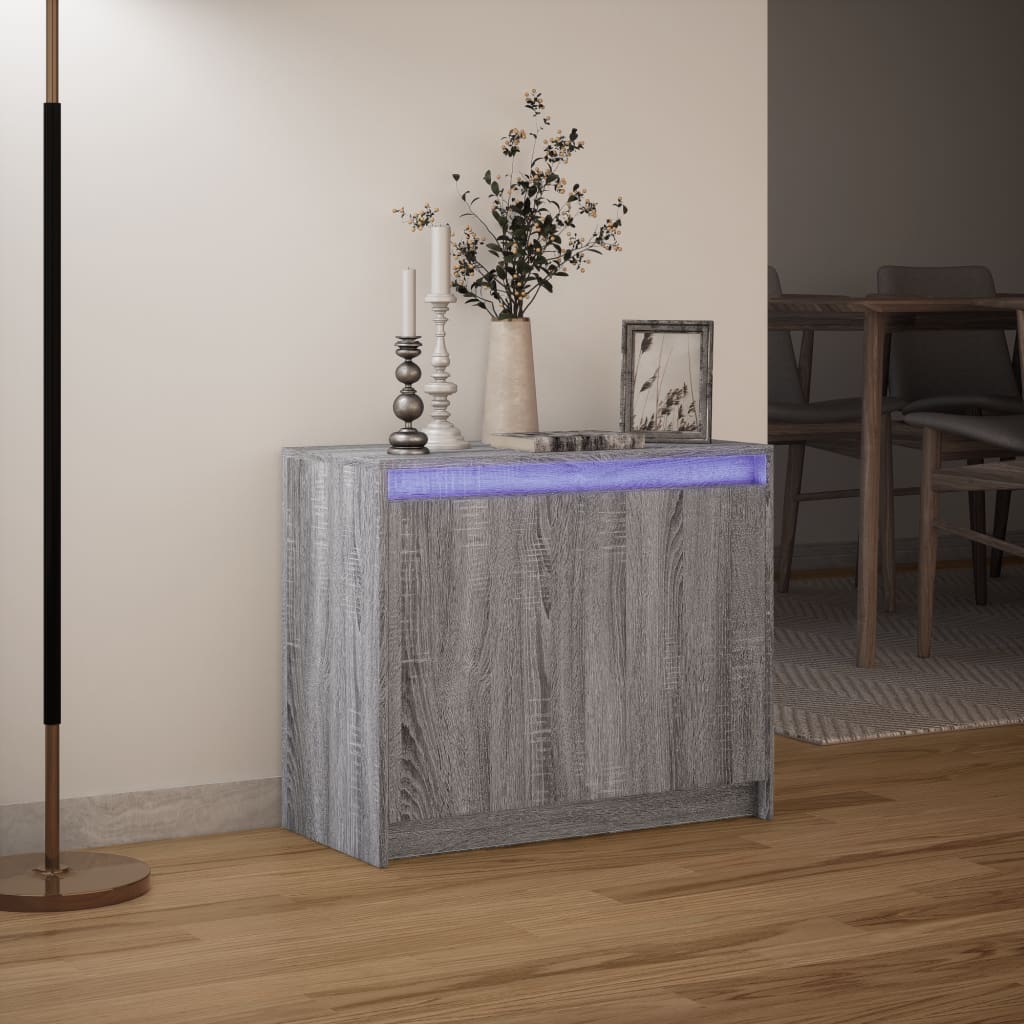 Sideboard with LED Grey Sonoma 72x34x61 cm Engineered Wood