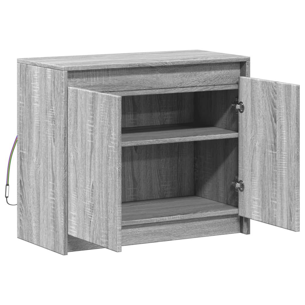Sideboard with LED Grey Sonoma 72x34x61 cm Engineered Wood