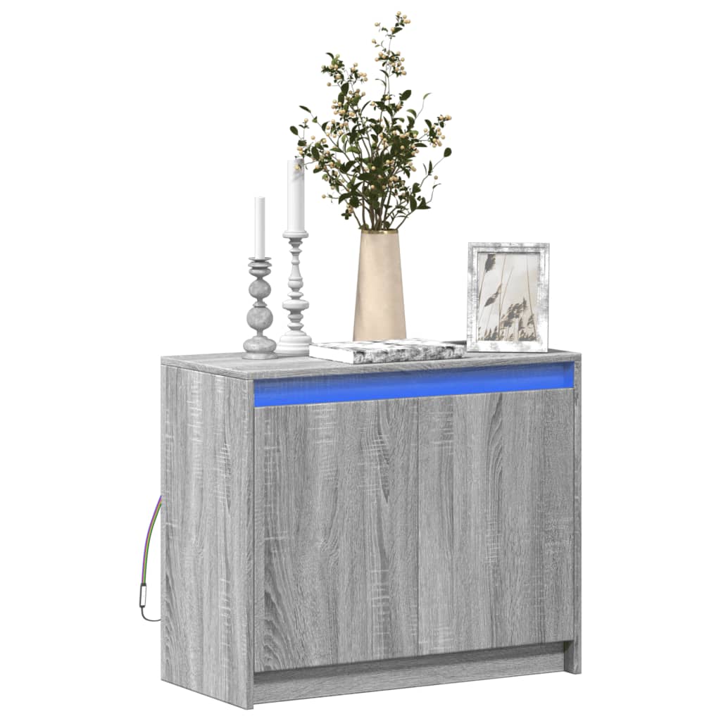 Sideboard with LED Grey Sonoma 72x34x61 cm Engineered Wood