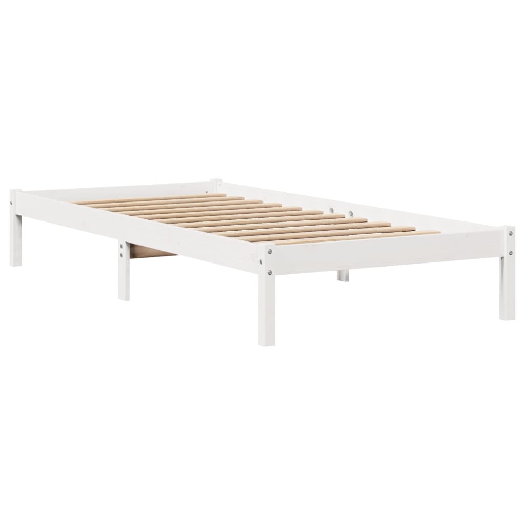 Bed Frame without Mattress White 75x190 cm Small Single Solid Wood Pine