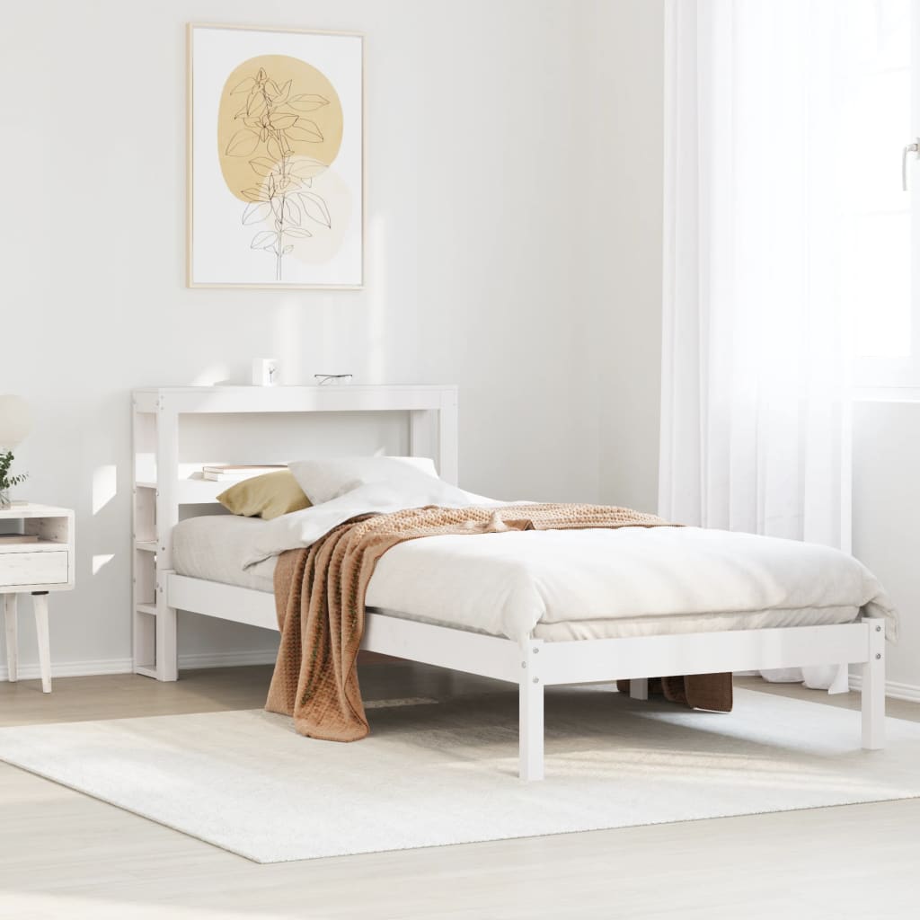Bed Frame without Mattress White 90x190 cm Single Solid Wood Pine