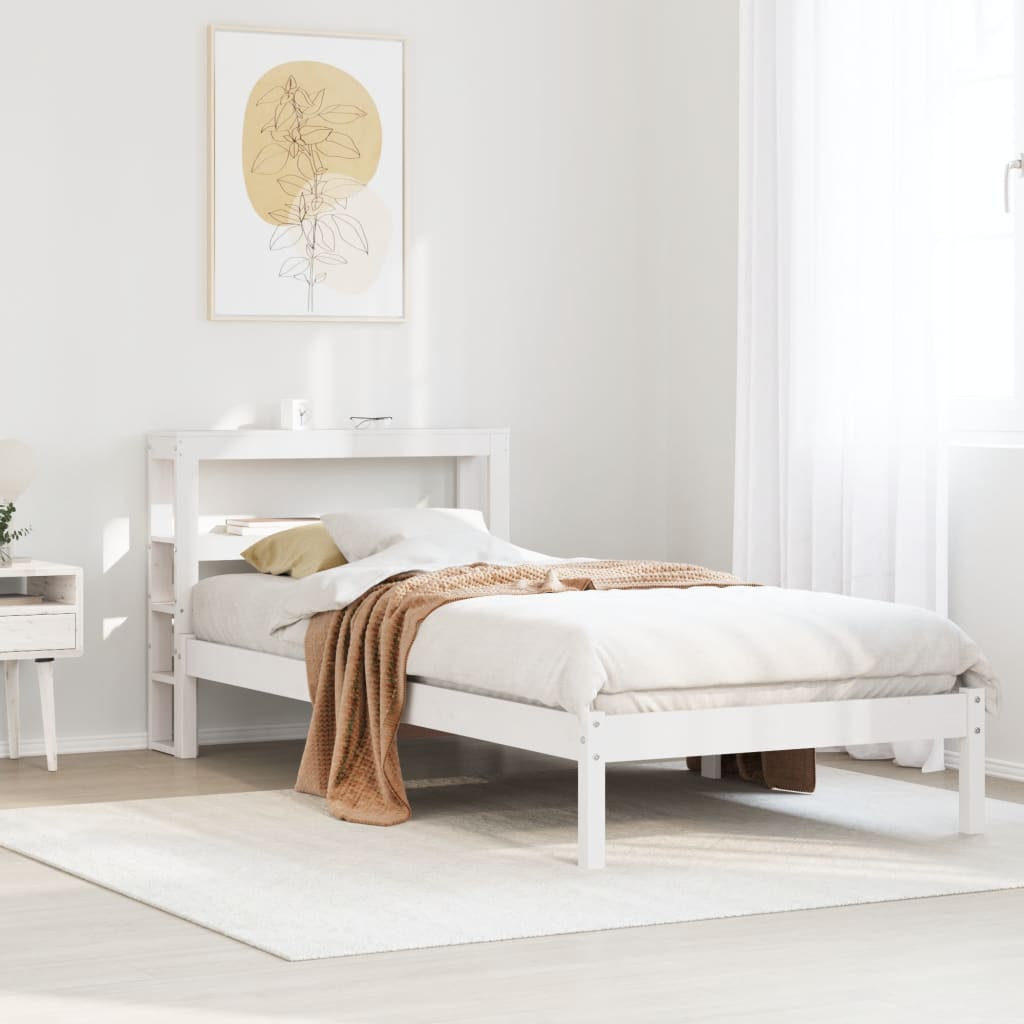 Bed Frame without Mattress White 90x200 cm Solid Wood Pine