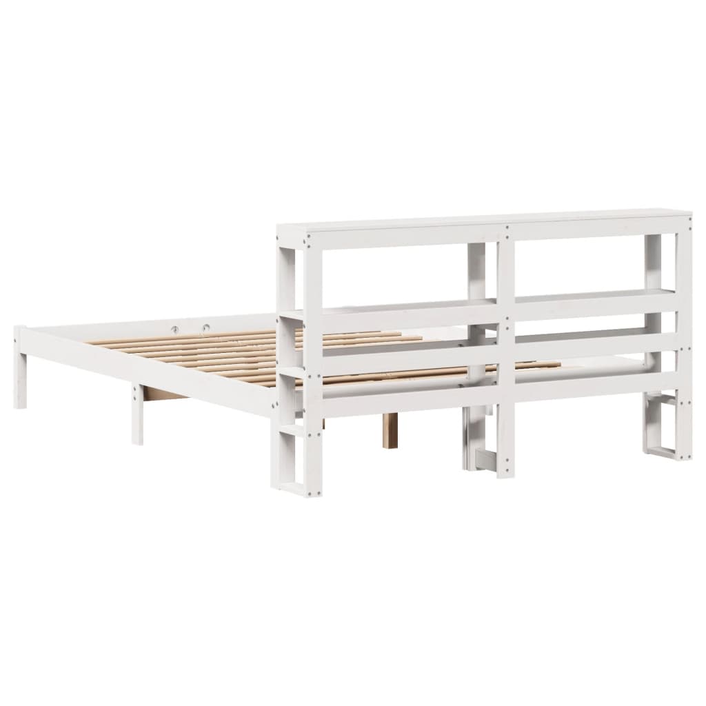 Bed Frame without Mattress White 120x200 cm Solid Wood Pine