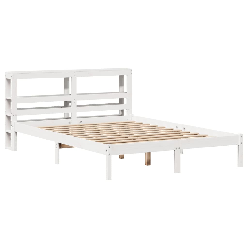 Bed Frame without Mattress White 150x200 cm King Size Solid Wood Pine