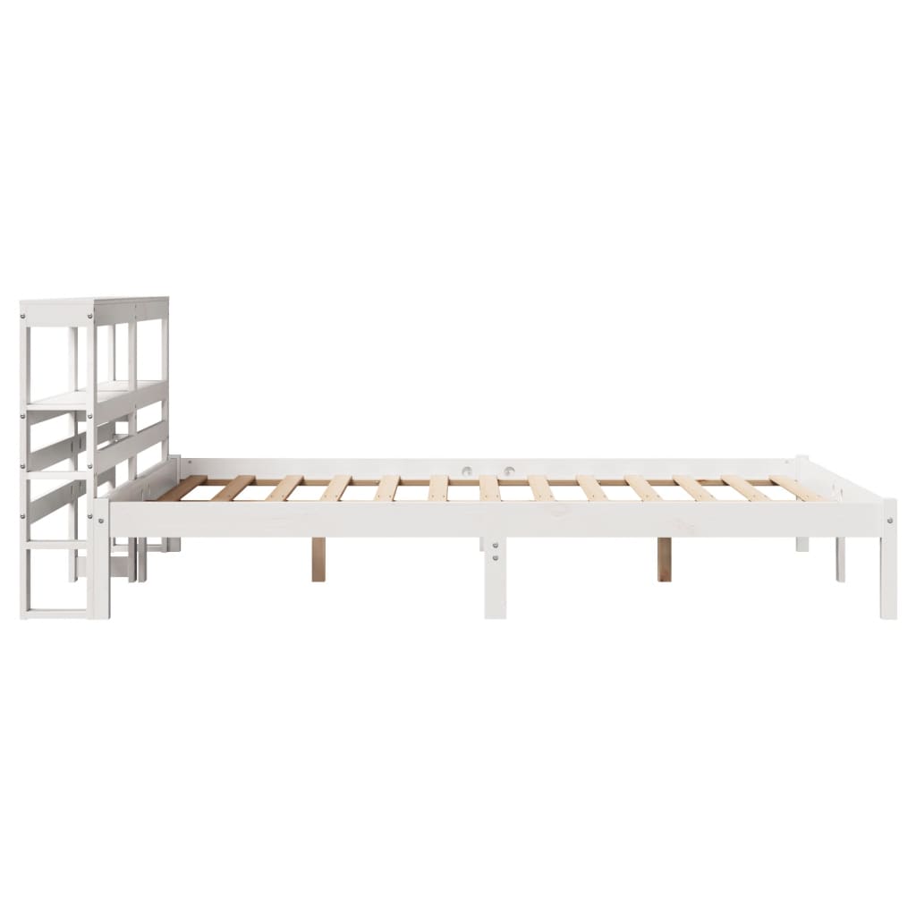Bed Frame without Mattress White 150x200 cm King Size Solid Wood Pine