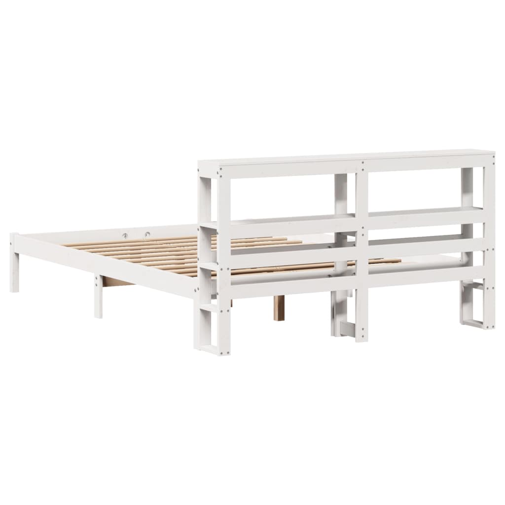 Bed Frame without Mattress White 150x200 cm King Size Solid Wood Pine
