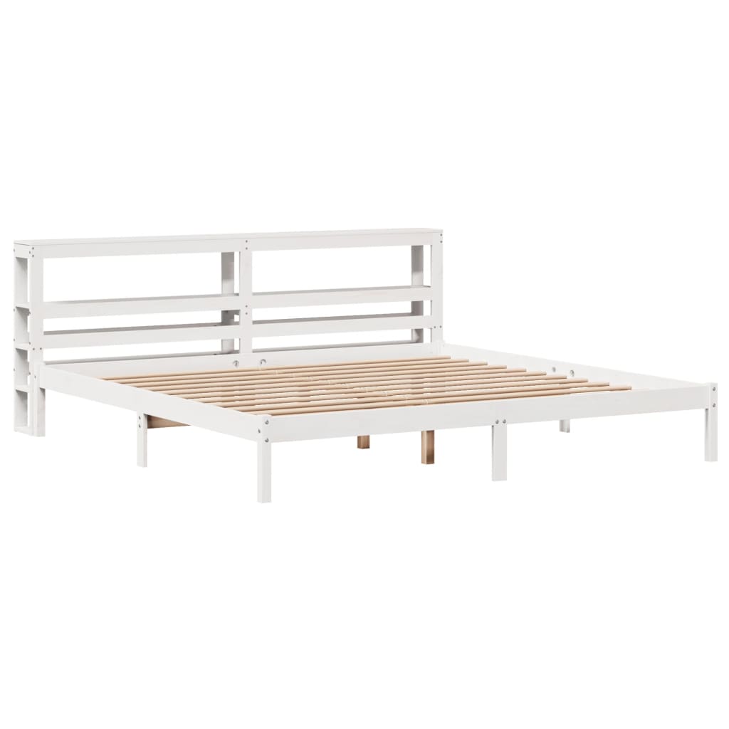 Bed Frame without Mattress White 180x200 cm Super King Solid Wood Pine
