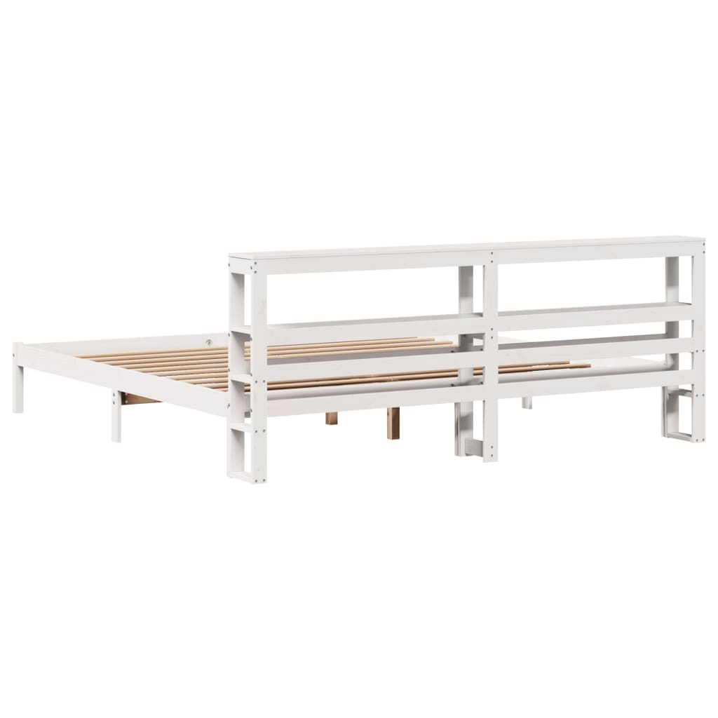 Bed Frame without Mattress White 180x200 cm Super King Solid Wood Pine