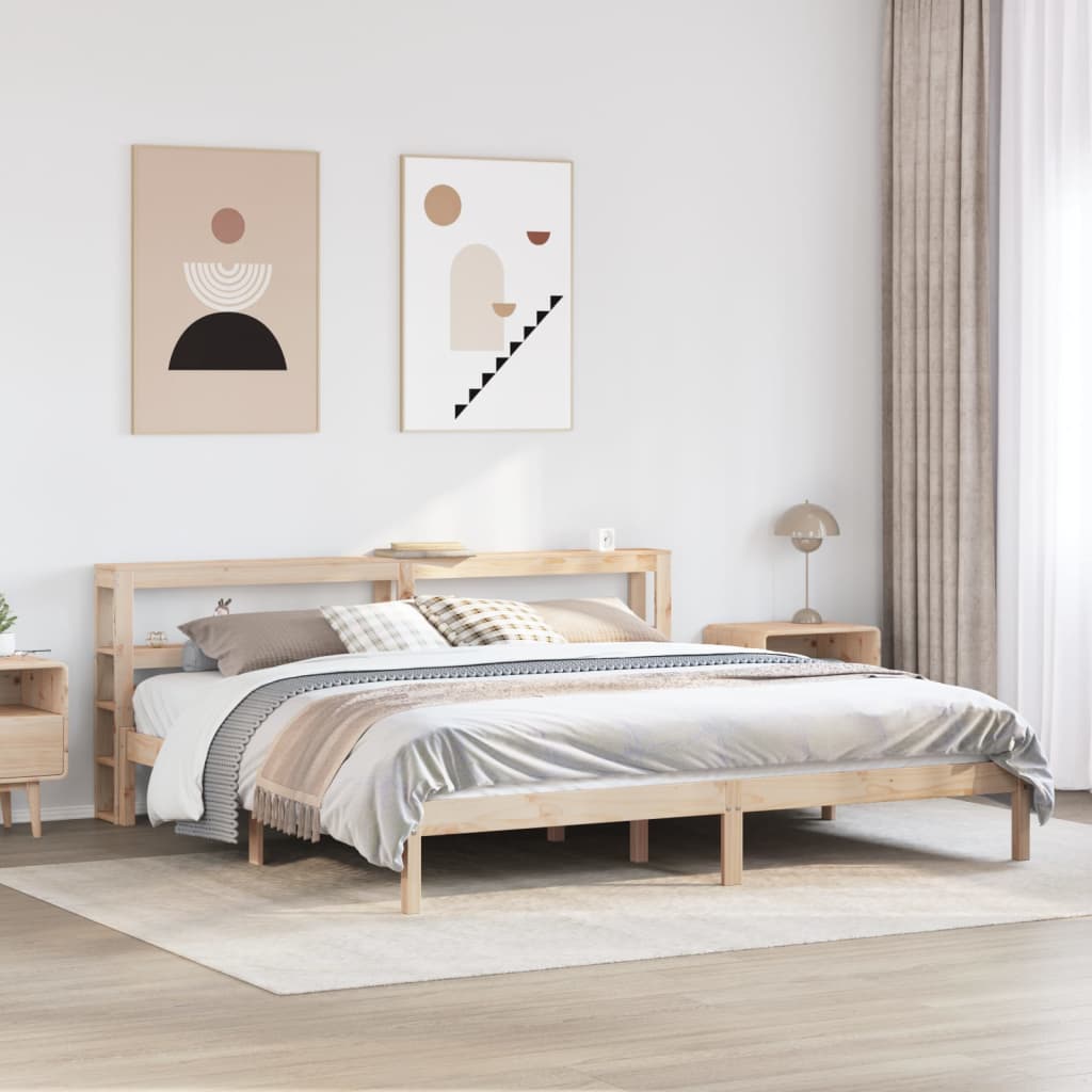 Bed Frame without Mattress 200x200 cm Solid Wood Pine