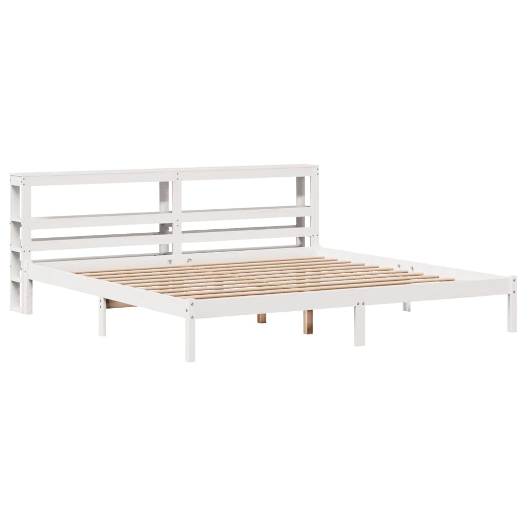 Bed Frame without Mattress White 200x200 cm Solid Wood Pine