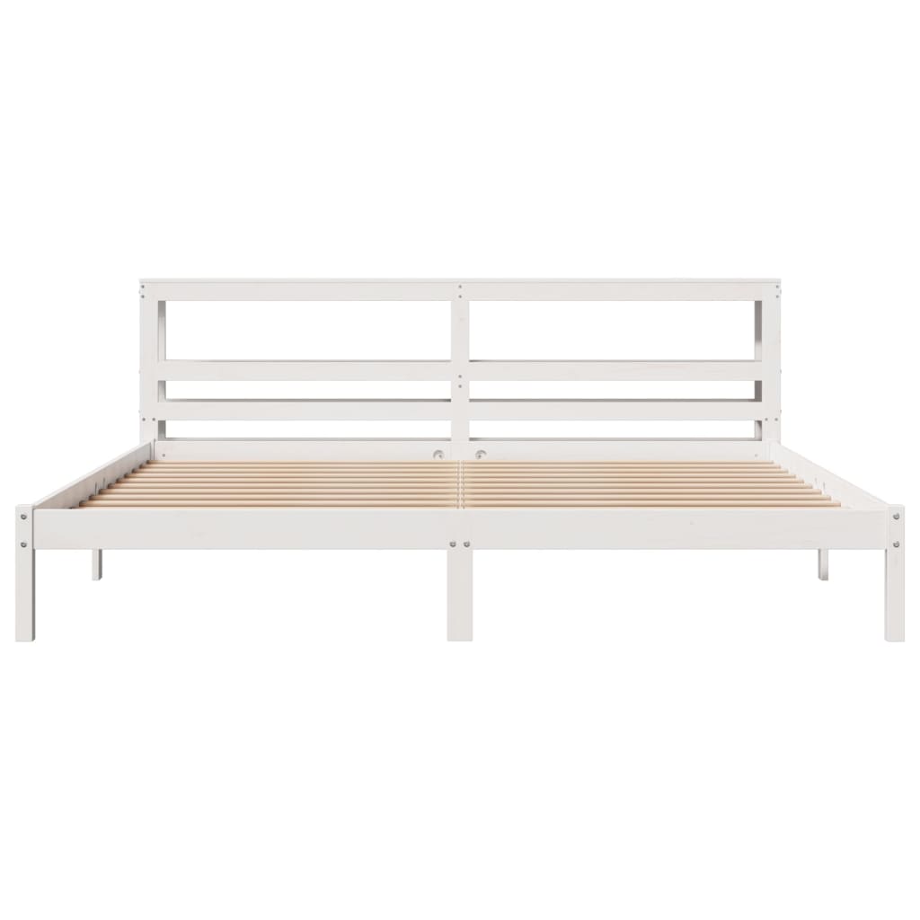 Bed Frame without Mattress White 200x200 cm Solid Wood Pine