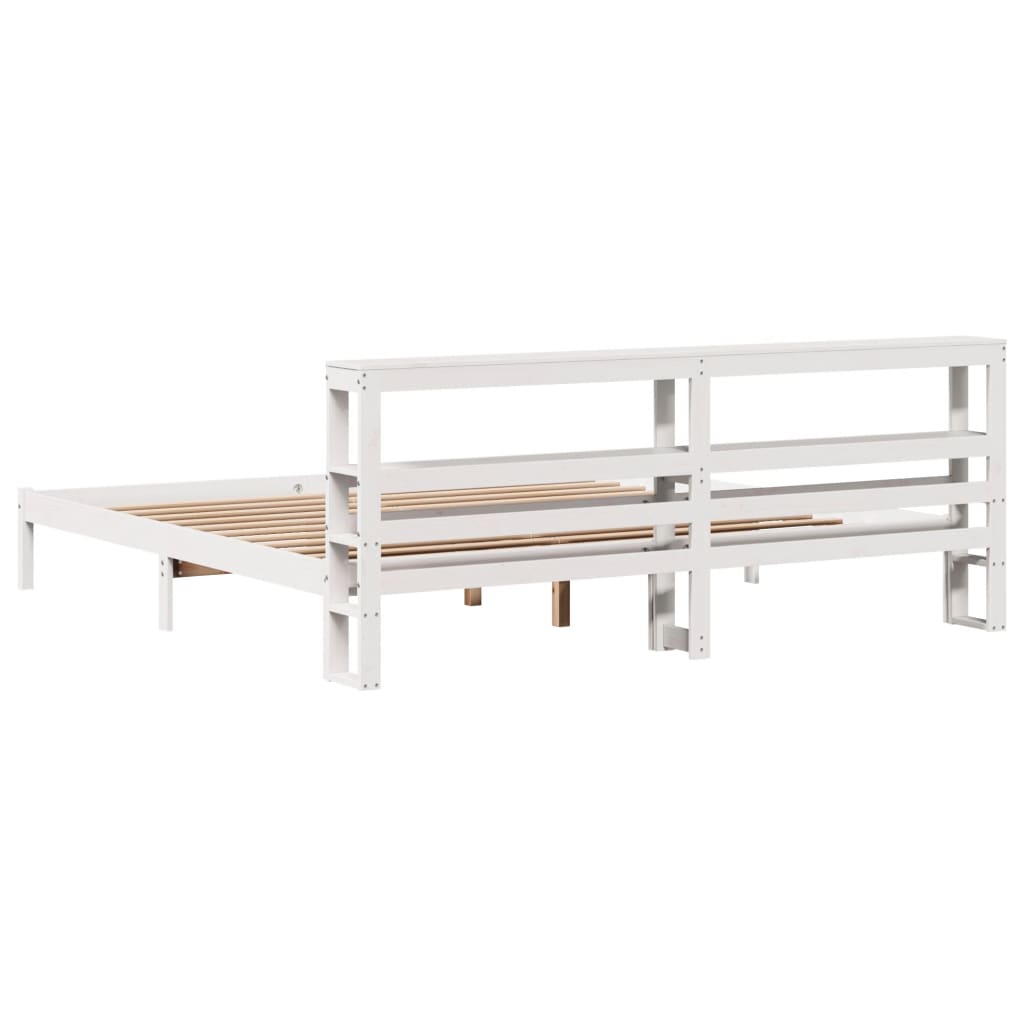 Bed Frame without Mattress White 200x200 cm Solid Wood Pine