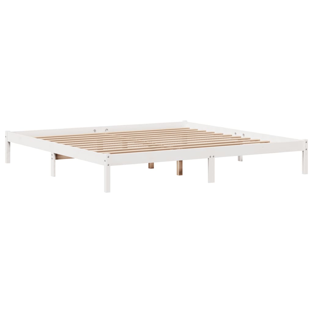 Bed Frame without Mattress White 200x200 cm Solid Wood Pine