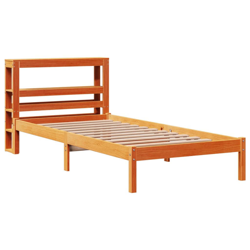 Bed Frame with Headboard without Mattress Wax Brown 75x190 cm Small Single