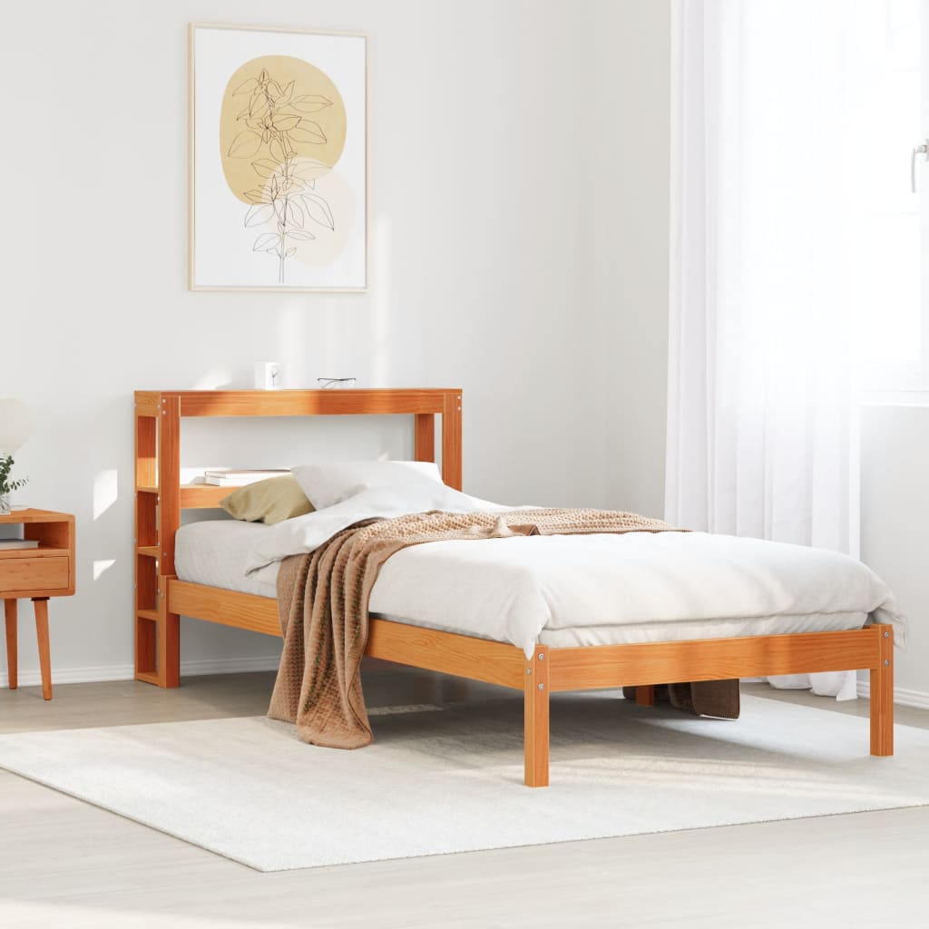 Bed Frame with Headboard without Mattress Wax Brown 75x190 cm Small Single