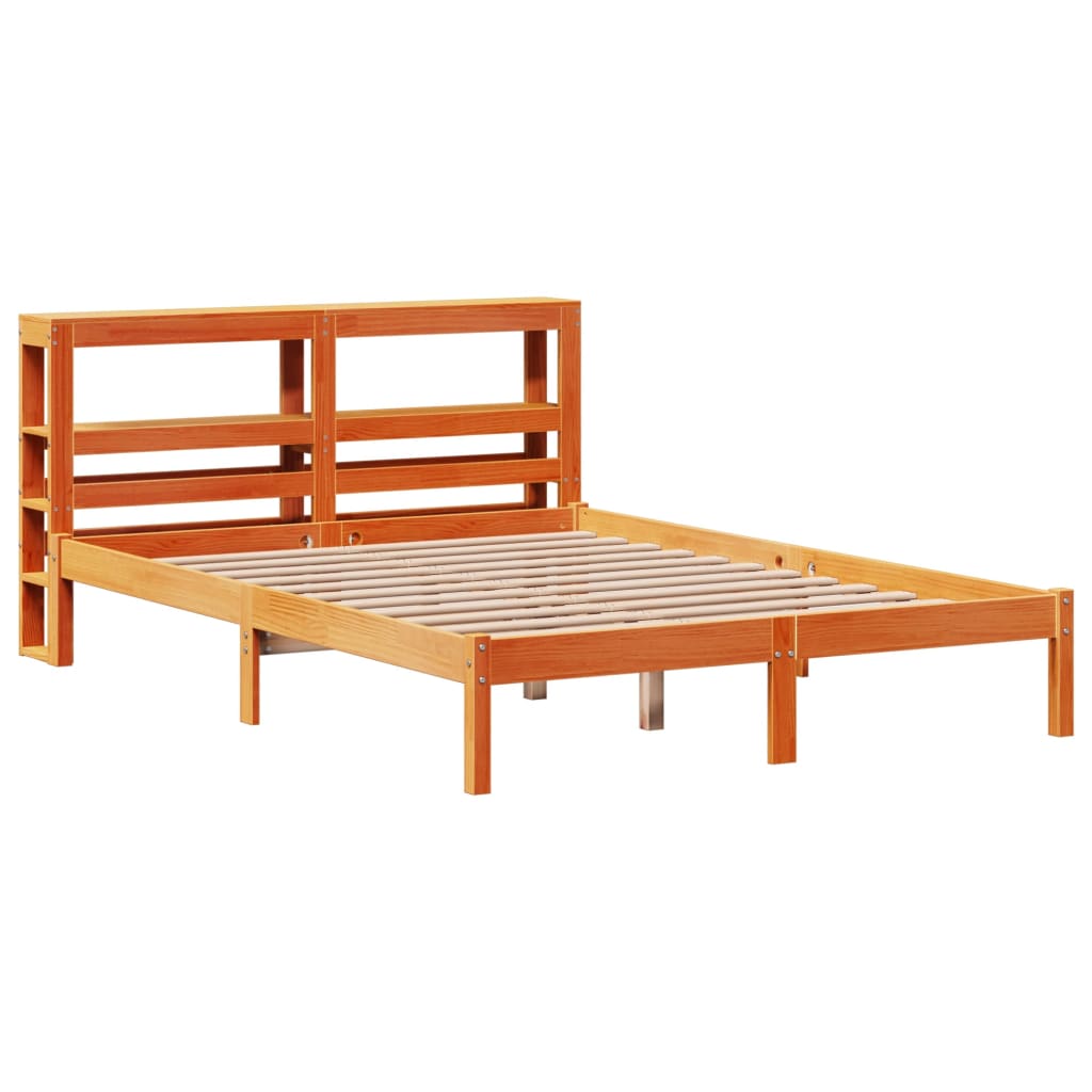 Bed Frame with Headboard without Mattress Wax Brown 135x190 cm Double