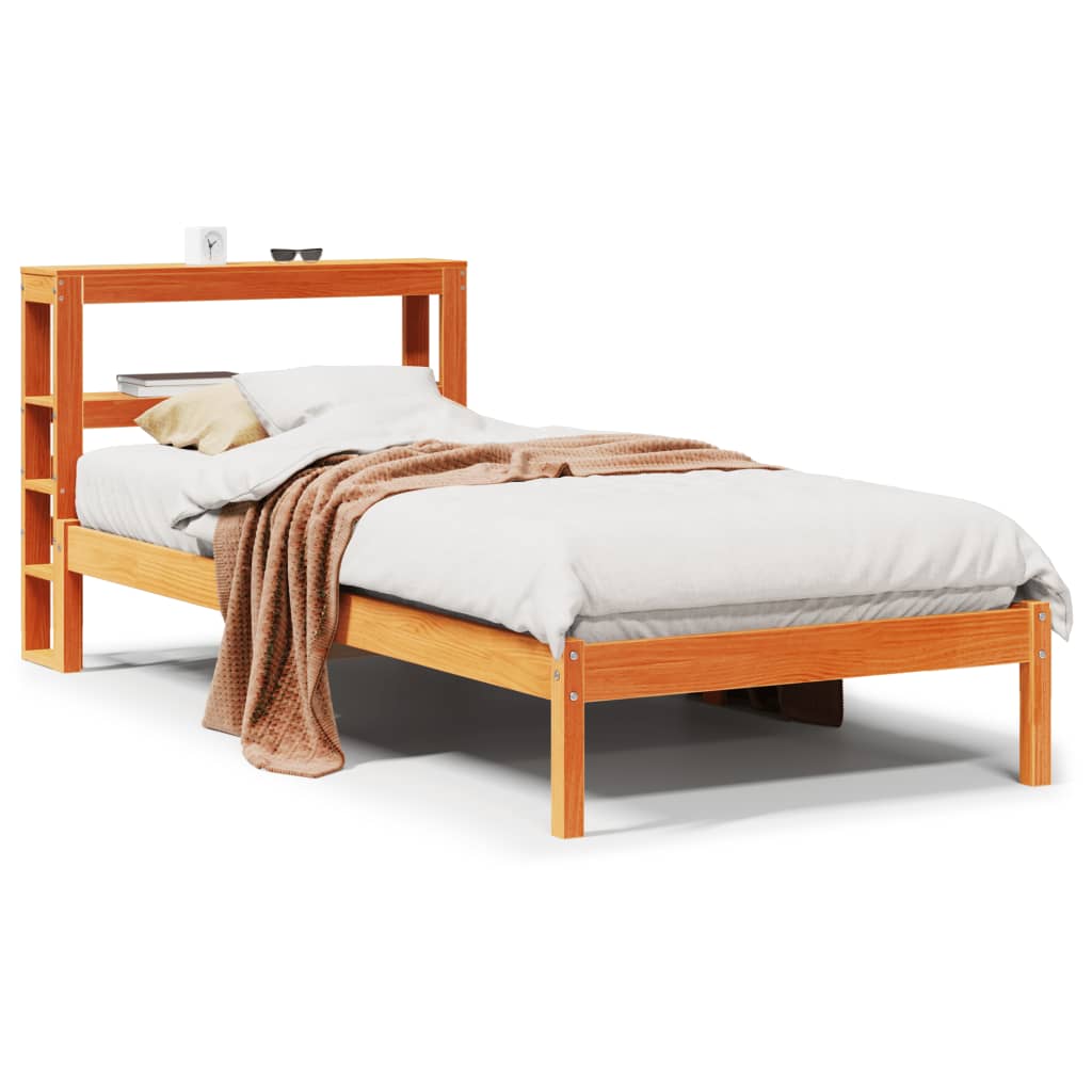Bed Frame with Headboard without Mattress Wax Brown 90x200 cm