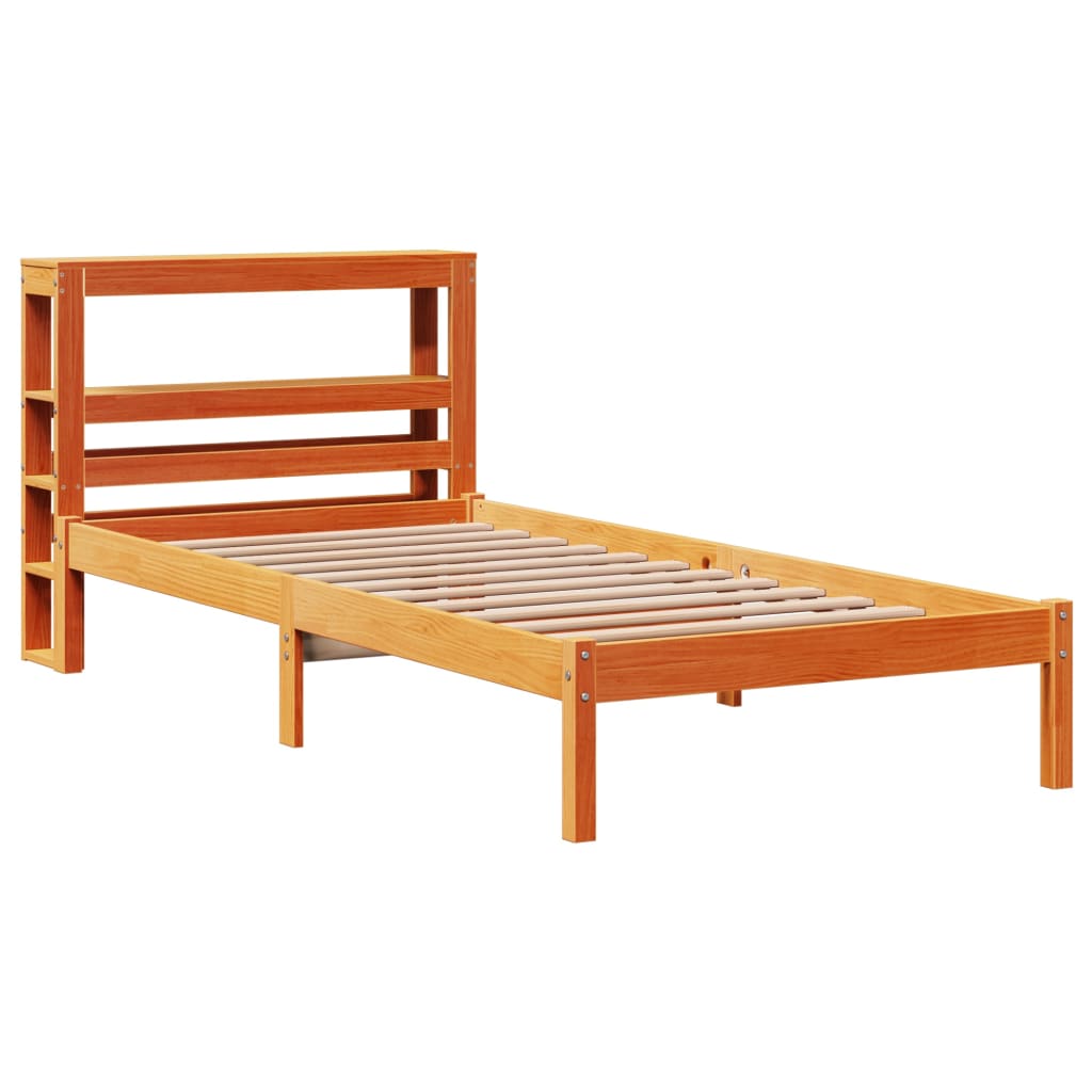 Bed Frame with Headboard without Mattress Wax Brown 90x200 cm
