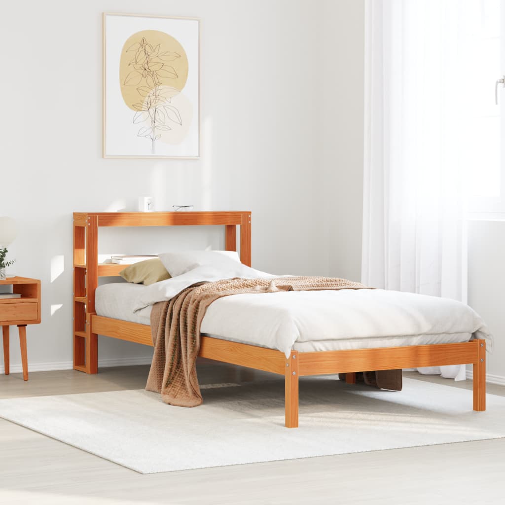 Bed Frame with Headboard without Mattress Wax Brown 90x200 cm