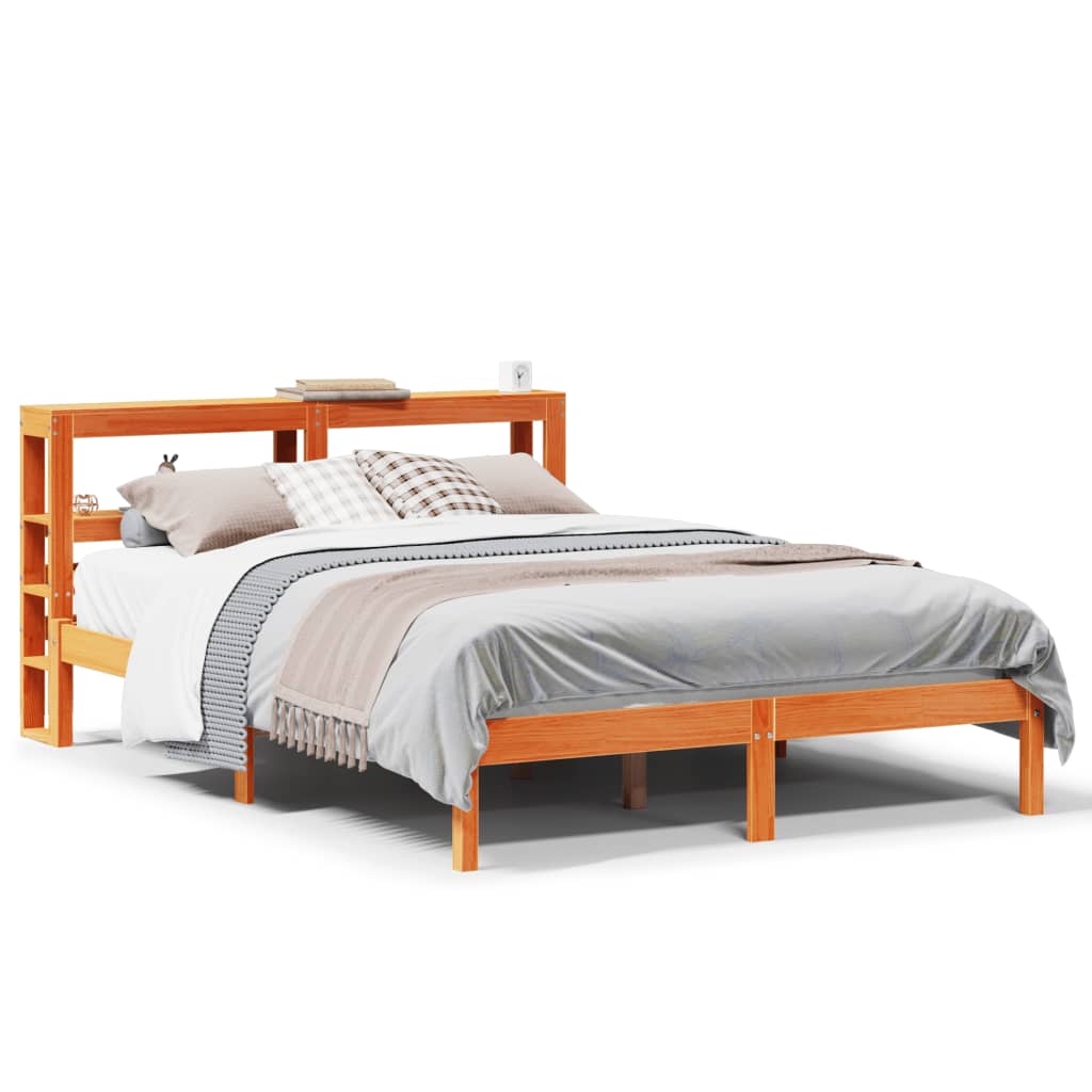Bed Frame with Headboard without Mattress Wax Brown 120x200 cm
