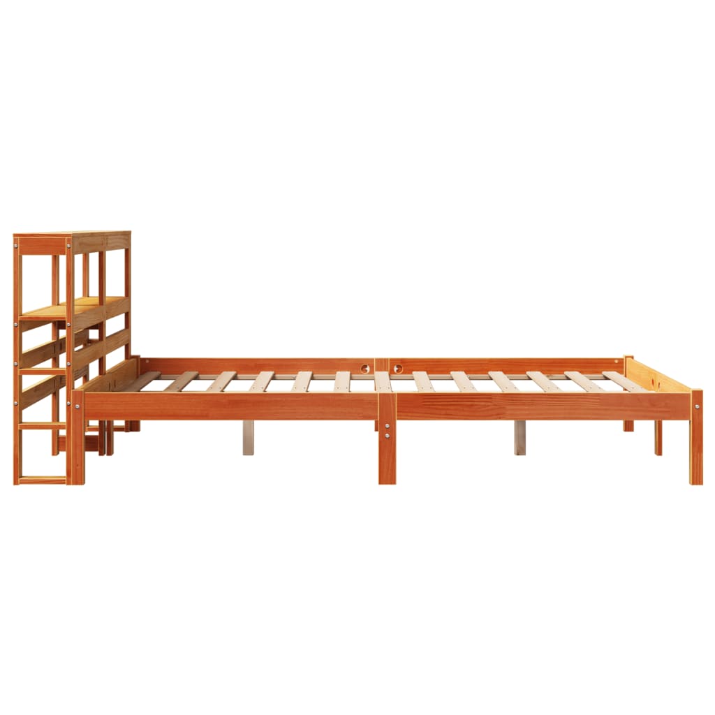 Bed Frame with Headboard without Mattress Wax Brown 120x200 cm