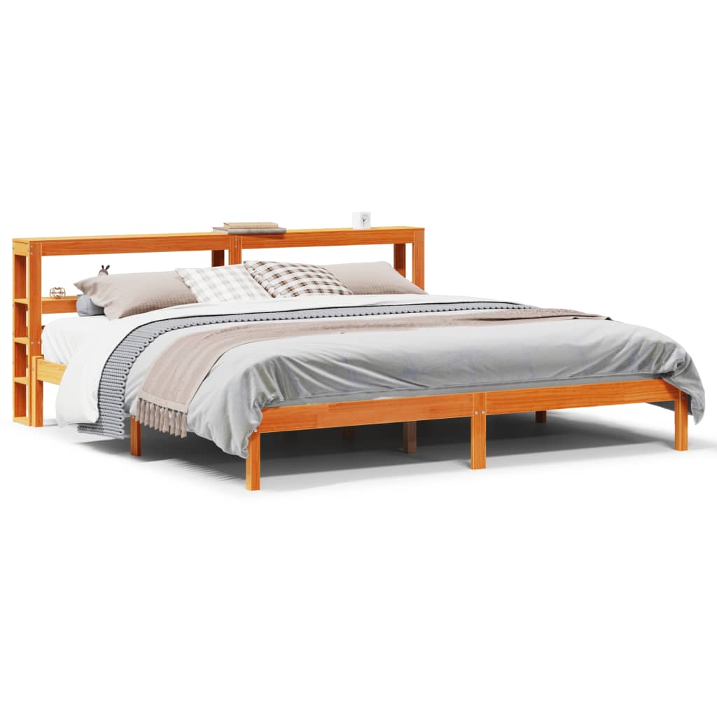 Bed Frame with Headboard without Mattress Wax Brown 200x200 cm
