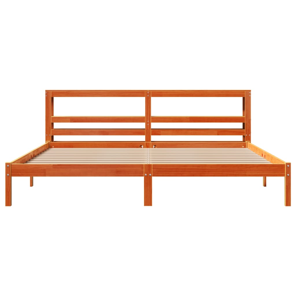 Bed Frame with Headboard without Mattress Wax Brown 200x200 cm