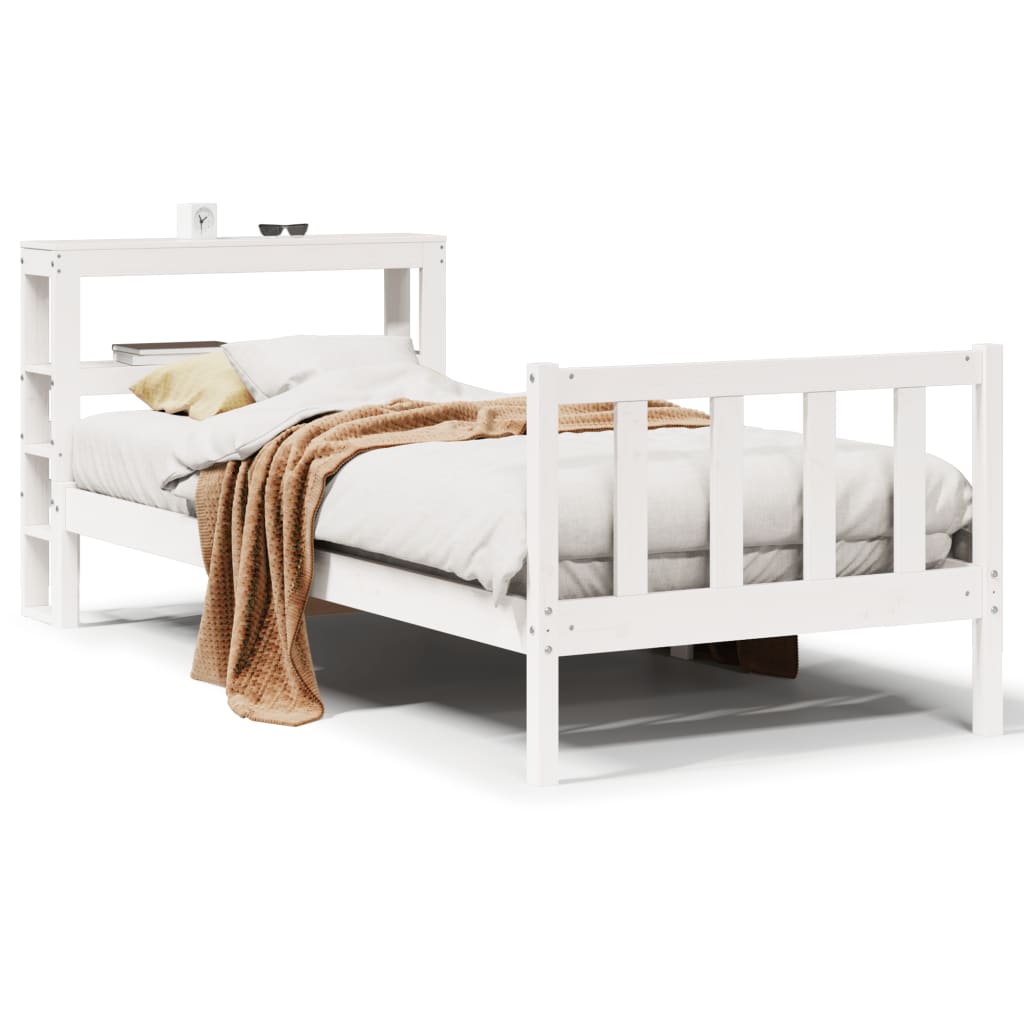 Bed Frame without Mattress White 90x190 cm Single Solid Wood Pine