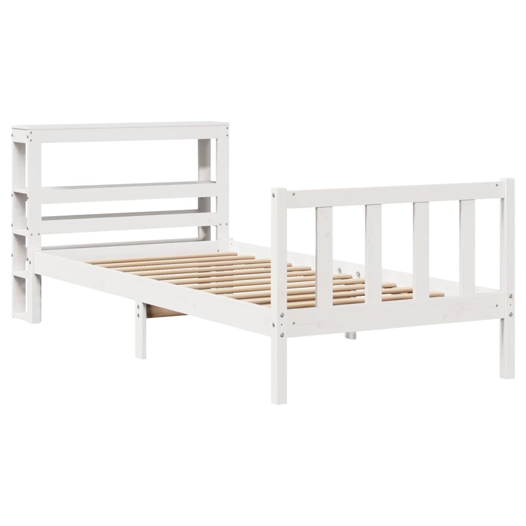 Bed Frame without Mattress White 90x190 cm Single Solid Wood Pine