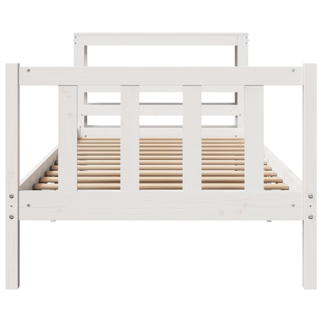 Bed Frame without Mattress White 90x190 cm Single Solid Wood Pine