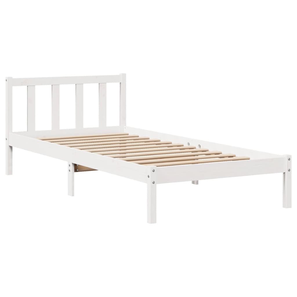 Bed Frame without Mattress White 90x190 cm Single Solid Wood Pine