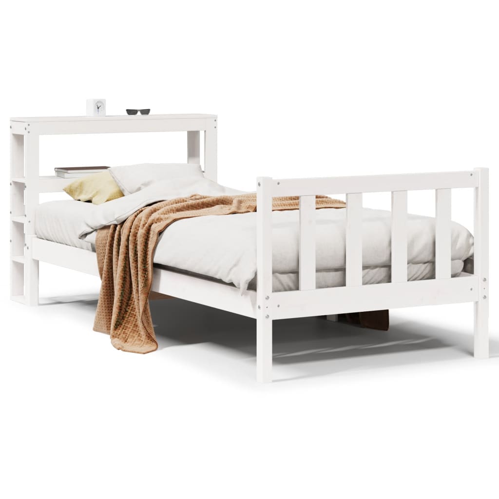 Bed Frame without Mattress White 90x200 cm Solid Wood Pine