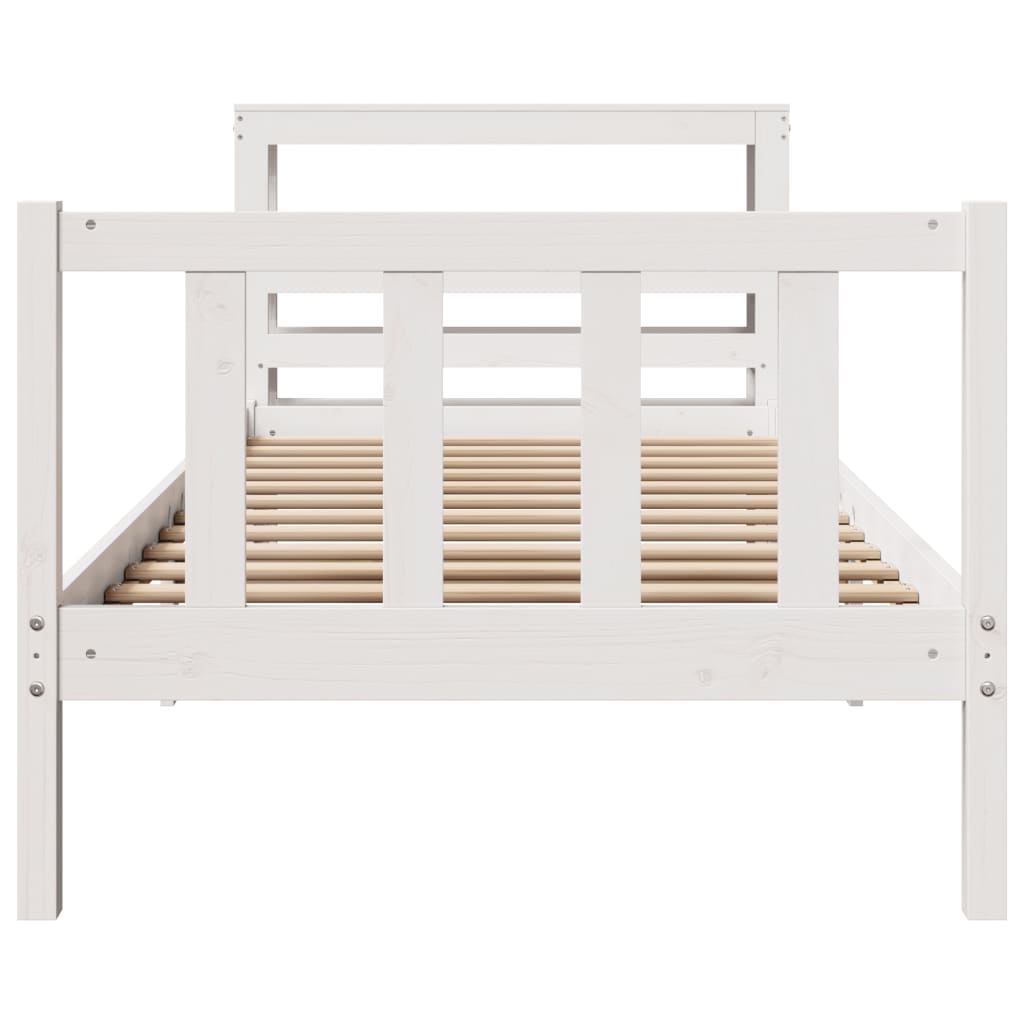 Bed Frame without Mattress White 90x200 cm Solid Wood Pine