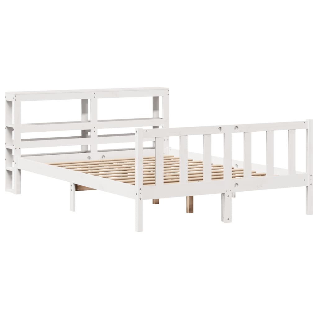 Bed Frame without Mattress White 120x200 cm Solid Wood Pine