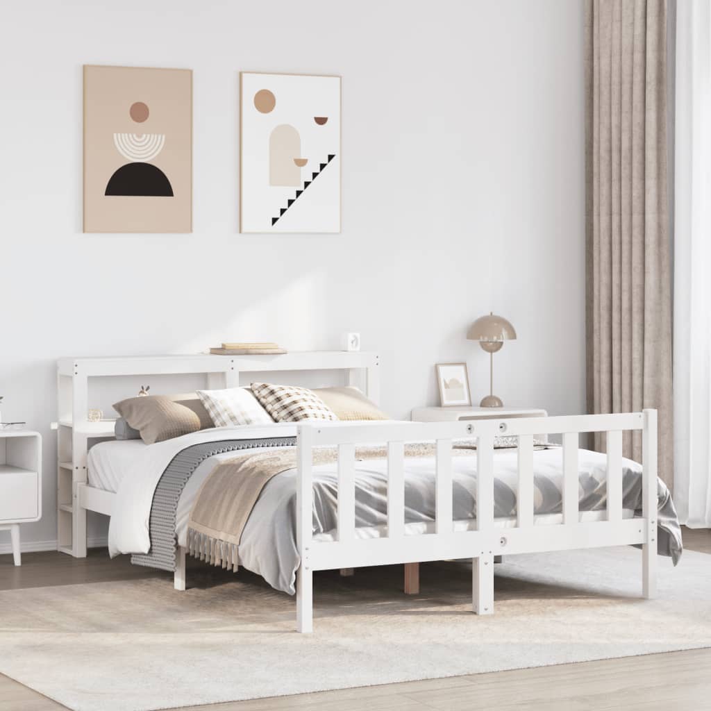 Bed Frame without Mattress White 120x200 cm Solid Wood Pine