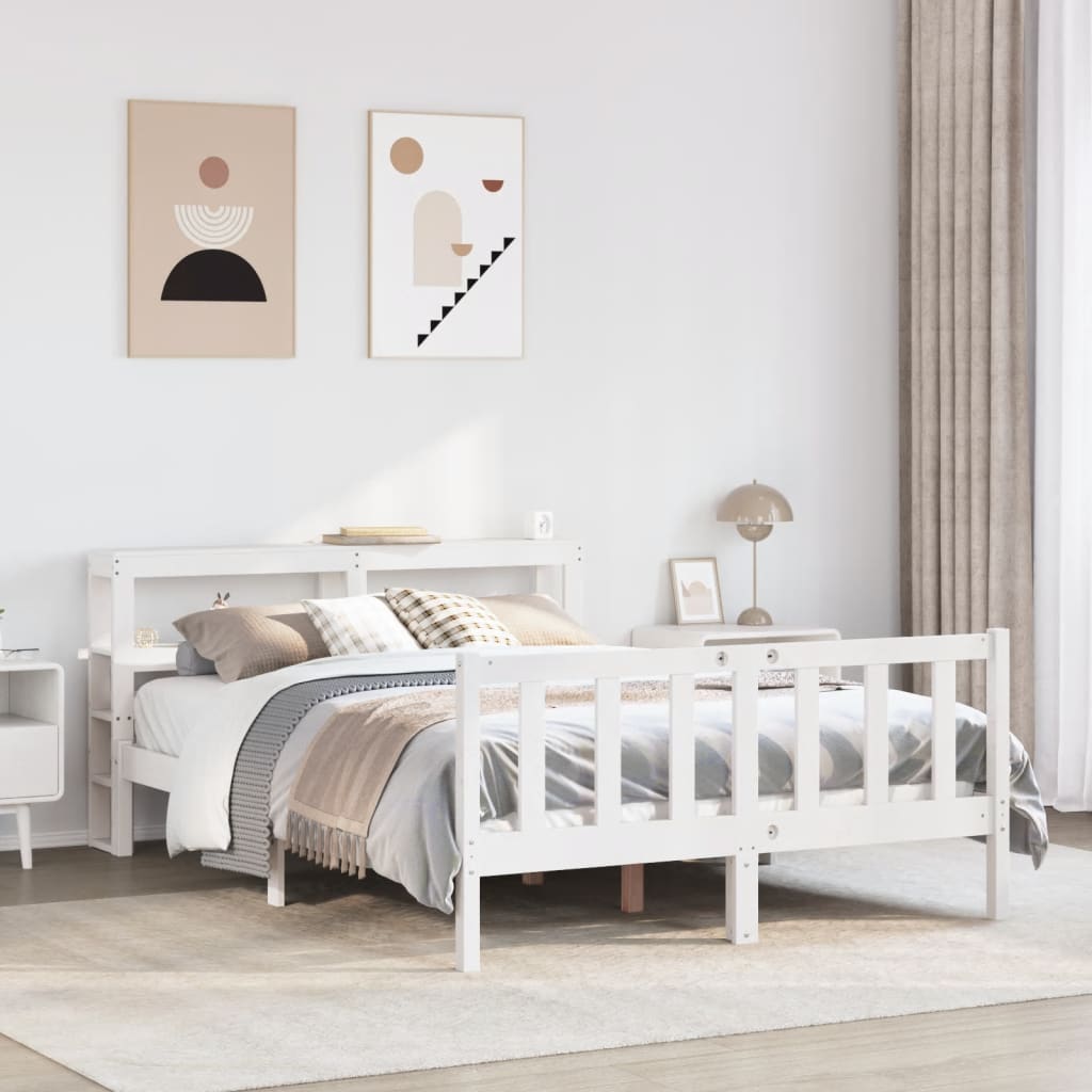 Bed Frame without Mattress White 160x200 cm Solid Wood Pine